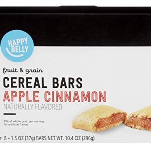Amazon Brand - Happy Belly Fruit & Grain Cereal Bars, Apple Cinnamon, 1.3 Oz, 8 Count