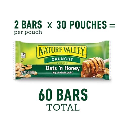 Nature Valley Crunchy Oats 'n Honey Granola Bars, 60 Bars, 44.7 OZ (30 Pouches) - Image 2