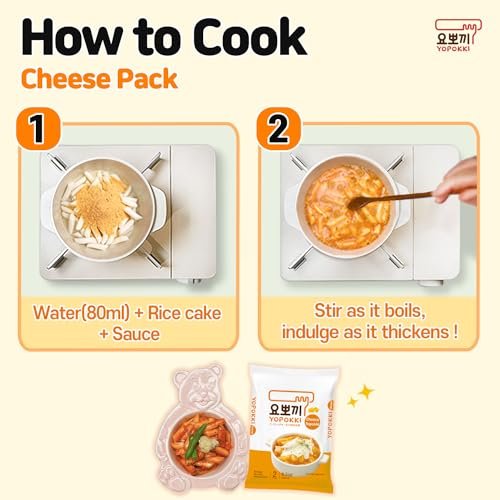 Yopokki Instant Tteokbokki Pack (Cheese, Pack of 2) Korean Street food with cheese sauce Topokki Rice Cake - Quick & Easy to Prepare - Image 3
