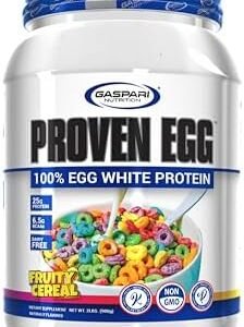 Gaspari Nutrition Proven Egg, Fruity Cereal, 100% Egg White Protein, 25g Protein, Keto Friendly, Dairy and Lactose Free, Soy Free (2 lbs, Fruity Cereal)