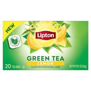 Lipton Lemon Green Tea Bags, Flavored, Unsweetened Teabags for Hot Tea or Iced Tea with Caffeine and Flavonoids, 20 Total Tea Bags