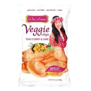 Wai Lana Veggie Chips, Thai Curry & Lime (5 Pack of 4.5 Ounce Individual Bags) - Gluten Free, Non-GMO, Vegan, Zero Trans Fats