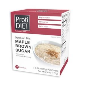ProtiDIET High Protein Maple Brown Sugar Oatmeal - Keto-Friendly Sugar free Instant Oatmeal for a Healthy and Nutritious Breakfast, Packed with Essential Nutrients - 7 Count Box