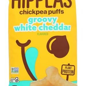 Hippeas Chickpea Puffs, Groovy White Cheddar, 4 Ounce (Pack of 1), 4g Protein, 3g Fiber, Vegan, Gluten-Free, Crunchy, Plant Protein Snacks