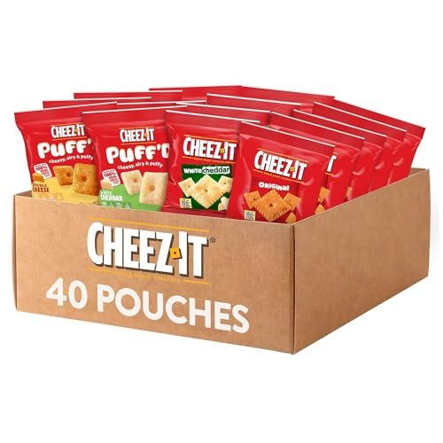 Cheez-It Cheese Crackers, Baked Snack Crackers, Lunch Snacks, Variety Pack (40 Pouches)