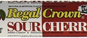 Regal Crown Sour Cherry Candy Rolls | Traditional Sour Cherries Candy | Tart and Tangy Old Fashioned Sour Cherry Hard Candy Brought To You By Iconic Candy | 24 Count