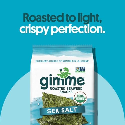 gimMe Organic Roasted Seaweed Sheets, Sea Salt, Keto, Vegan, Gluten Free, Great Source of Iodine and Omega 3’s, Healthy On-The-Go Snack for Kids & Adults, #1 Sea Salt, 0.17 Ounce (Pack of 20) - Image 3