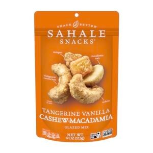Sahale Snacks Tangerine Vanilla Cashew-Macadamia Glazed Mix, 4 oz Pouches (6 Packs) - Dry-Roasted Deluxe Mixed Nuts with Mangoes & Madagascar Vanilla - Non-GMO, Kosher, & Certified Gluten-Free Snacks