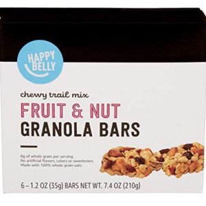 Amazon Brand - Happy Belly Fruit & Nut Chewy Trail Mix Granola Bars, 6 Count