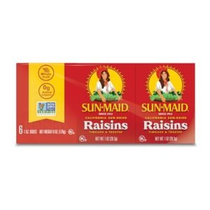 Sun-Maid California Sun-Dried Raisins - (6 Pack) 1 oz Snack-Size Box - Dried Fruit Snack - For Lunches, Back to School Snacks, and Natural Sweeteners