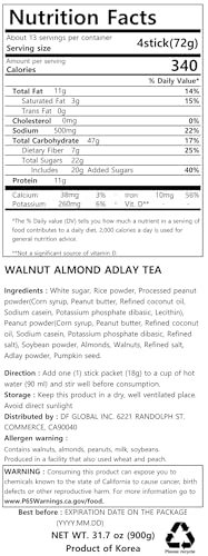 Damtuh Korean Walnut Almond Adlay (Job's Tear) Powder Meal Replacement Shake - Nutty Breakfast Drink, Misugaru, 18g x 50 Sticks (Pack of 1) - Image 2