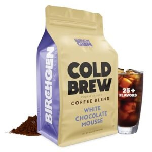 Birch Glen Roasters Cold Brew Coffee | Flavored Coarse Ground Coffee | Medium Roast | Artisanal Roasting | 100% Arabica |1 LB Bag | White Chocolate Mousse