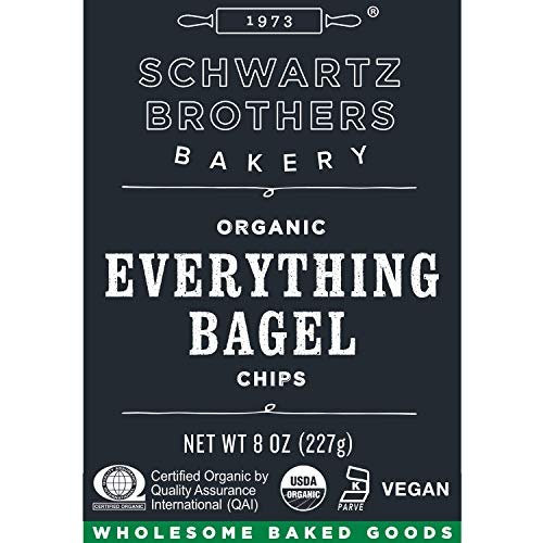 Everything Bagel Chips NY Style Bagel Crisps. Organic, Vegan, Kosher. From the artisans of Schwartz Brothers Bakery. Baked Fresh. Twice Baked. 8 ounce container. Great Snack. Delicious. Pack of 4. - Image 2