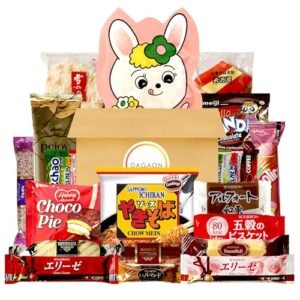 Dagaon Japanese Snack Box 22 Count - Assortment of Snacks Including Ramen, Biscuits, Cookies, Pies, Crackers, Candies and Much More from Japan. Dagashi Variety Set.