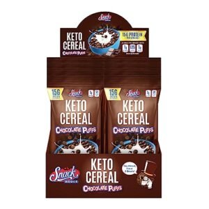 Keto Cereal by Snacks House, High Protein Low Carb Healthy Breakfast Food – Gluten & Grain Free Crunch – Paleo, Diabetic, Ketogenic Diet Friendly Cereals – 8 Pack (Chocolate Puffs)