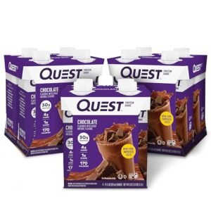 Quest Nutrition Ready To Drink Chocolate Protein Shake, 30g Protein, 4g Net Carbs, Gluten Free, Keto Friendly, 11 fl oz - Pack of 12