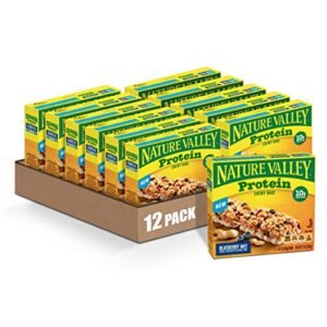 Nature Valley Protein Granola Bars, Blueberry Nut, Chewy Snack Bars, 5 Bars, 7.1 OZ (Pack of 12)