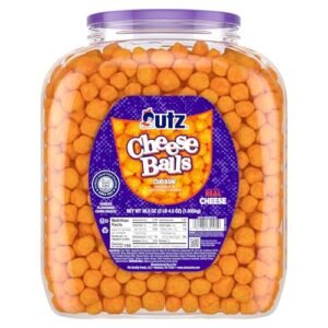 Utz Cheese Balls Barrel, Tasty Snack Baked with Real Cheddar Cheese, Delightfully Poppable Party Snack, Gluten, Cholesterol and Trans-Fat Free, Kosher Certified, 36.5 Oz