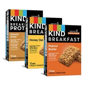 KIND Breakfast Bars, Snack Bars, Variety Pack, Honey Oat, Almond Butter, Peanut Butter, Gluten Free, 18 Count