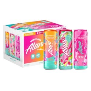 Alani Nu VARIETY PACK CHERRY TWIST, PINK SLUSH, ORANGE KISS Sugar Free, Low Calorie Energy Drinks, 200mg Caffeine, Biotin B Vitamins, Zero Sugar, 10 Calories, 12 Fl Oz Cans, 12 Pack