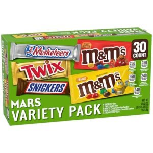 Mars SNICKERS, TWIX, MILKY WAY & 3 MUSKETEERS Variety Pack Full Size Bulk Milk Chocolate Candy Bars Assortment, 53.68 oz, 30 Bars