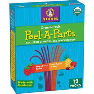 Annie's Organic Fruit Peel-A-Parts Fruit Flavored Snacks, Strawberry and Fruit Punch, Gluten Free, Vegan, Variety Pack, 12 Count, 6.7 oz