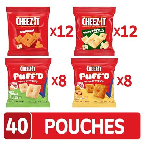 Cheez-It Cheese Crackers, Baked Snack Crackers, Lunch Snacks, Variety Pack (40 Pouches) - Image 2