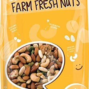 Dry Roasted Deluxe Mixed Nuts with Himalayan Salt (1 Lb.) - A Super Tasty Mix of Almonds, Brazil Nuts, Cashews, Pecans & Pistachios - Farm Fresh Nuts Brand