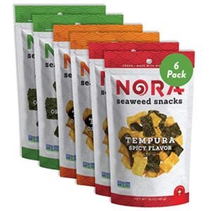 Crispy Seaweed Snacks by Nora | Asian Snacks | Taster's Variety Pack | Low-Sugar, Vegan, Non-GMO Verified | 6-Pack