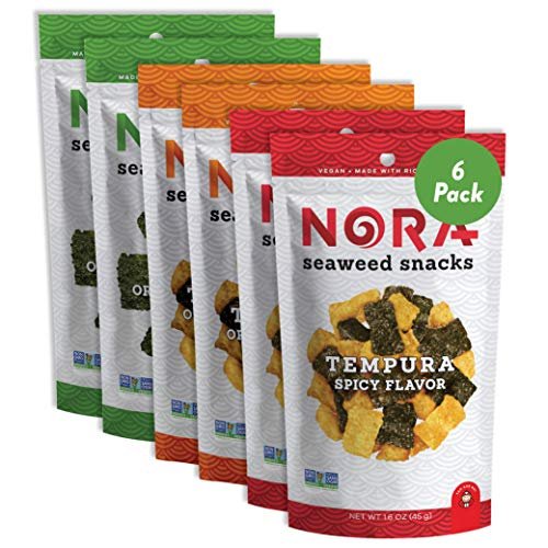 Crispy Seaweed Snacks by Nora | Asian Snacks | Taster's Variety Pack | Low-Sugar, Vegan, Non-GMO Verified | 6-Pack