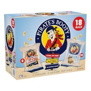 Pirate's Booty Aged White Cheddar and Cheddar Blast Cheese Puffs Variety Pack, Gluten Free, Individual Size Snack Bags (18 Count)