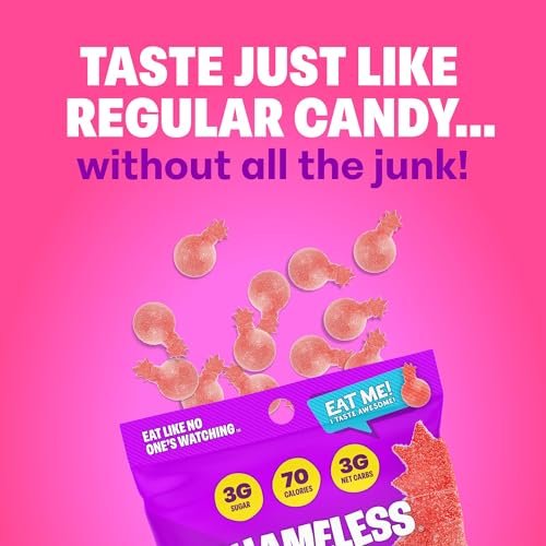 Shameless Snacks - Healthy Low Calorie Snacks, Low Carb Keto Gummies (Gluten Free Candy) - 6 Pack Sour Cherry Bomb - Image 3