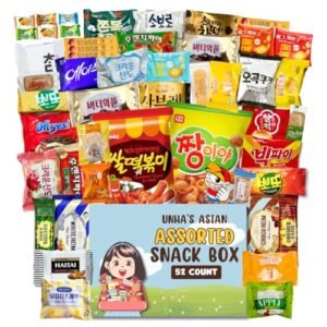 Korean Snack Box Variety Pack - 50 Count Individual Wrapped Gift Care Package Bundle Sampler Assortment Mix Candy Chips Cookies Treats for Kids Children College Students Adult