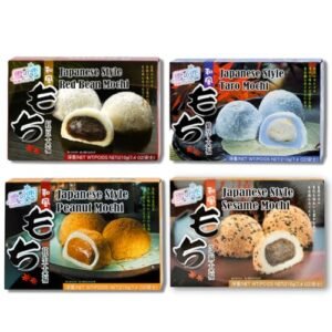 Japanese Rice Cake Mochi Daifuku – 4 Variety Pack of Red Bean, Sesame, Taro and Peanut