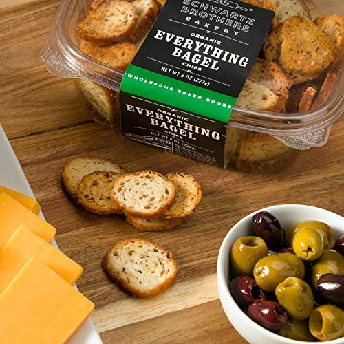 Everything Bagel Chips NY Style Bagel Crisps. Organic, Vegan, Kosher. From the artisans of Schwartz Brothers Bakery. Baked Fresh. Twice Baked. 8 ounce container. Great Snack. Delicious. Pack of 4. - Image 7