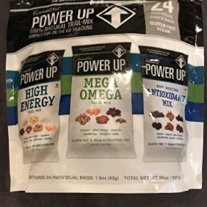 Power Up Trail Mix 100% Natural, Mega Omega Trail Mix, High Energy Trai Mix, Antioxidant Trai Mix, Variety Pack 24ct