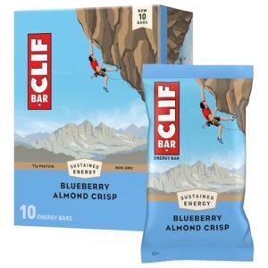 CLIF BAR - Blueberry Almond Crisp - Made with Organic Oats - Energy Bars - Non-GMO - Plant Based Protein Bars (10 Pack)