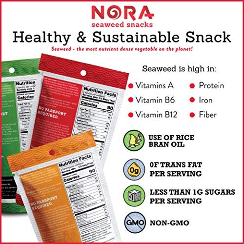 Crispy Seaweed Snacks by Nora | Asian Snacks | Taster's Variety Pack | Low-Sugar, Vegan, Non-GMO Verified | 6-Pack - Image 4