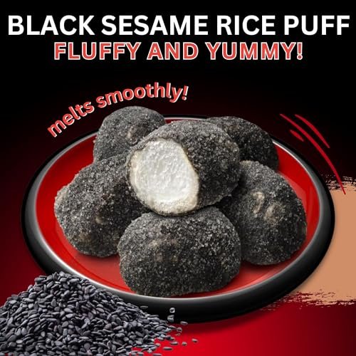 Echigo Seika, Funwari Meijin Fluffy Rice Puff, Kurogoma Flavor | Snack Size, Asian Rice Snacks, Mochi Snack | Authentic Product of Japan (1 pack, Black Sesame) - Image 2