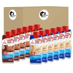 Premier High Protein Shake, Chocolate and Vanilla Variety pack, 11 fl oz. 6 of each flavor (12 Pack) in The Award Box