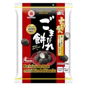 Echigo Seika, Funwari Meijin Fluffy Rice Puff, Kurogoma Flavor | Snack Size, Asian Rice Snacks, Mochi Snack | Authentic Product of Japan (1 pack, Black Sesame)
