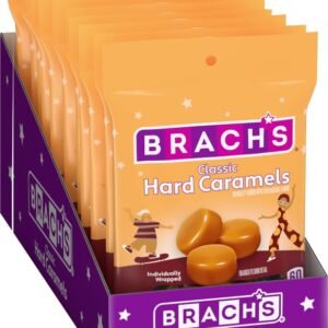 Brach's Nips Caramel Flavored Hard Candy, Individually Wrapped Candies, 3.25 Ounce Bags (Pack of 12)