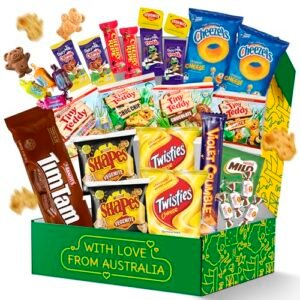 Australian Snack Gift Box (29 Units) Best Australian Candy and Food Products Packed with Aussie Candy Classics including Tim Tams, Arnott’s, Twisties, Cherry Ripe and Much More