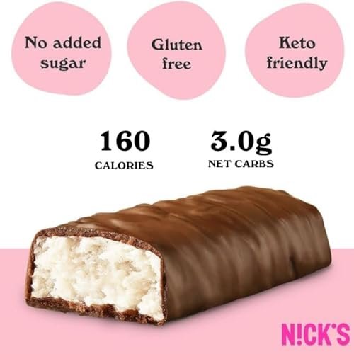 NICKS Keto Chocolate Candy Bars Variety Pack, No Added Sugar, Coconut, Gluten Free Sweets Low carb Candy Snack Bar (Multipack 15x40g) - Image 4