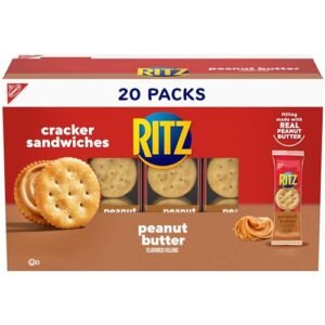 RITZ Peanut Butter Sandwich Crackers, Lunch Snacks, Mothers Day, 20 Snack Packs (6 Crackers Per Pack)