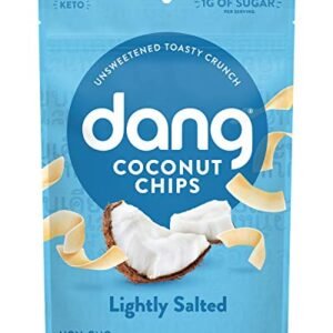Dang Keto Toasted Coconut Chips | Lightly Salted Unsweetened | 1 Pack | Keto Certified, Vegan, Gluten Free, Paleo Friendly, Non GMO, Healthy Snacks Made with Whole Foods | 3.17 Oz Resealable Bags