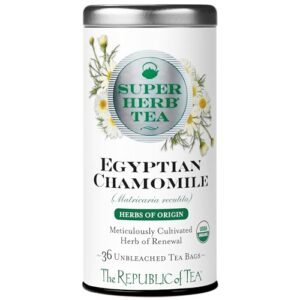 The Republic of Tea — Organic Egyptian Chamomile SuperHerb Tea Tin, 36 Herbal Tea Bags, Naturally Caffeine-Free Herbs of Origin