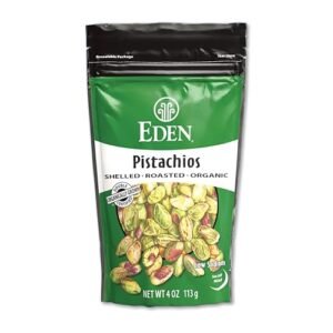 Eden Organic Pistachios, Shelled, Roasted, and Misted with Sea Salt, California Grown, 4 oz