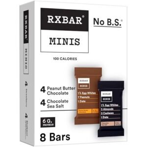 RXBAR Minis Protein Bars, Protein Snack, Snack Bars, Variety Pack, 7.3oz Box (8 Bars)