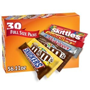 Mars M&M'S, SNICKERS, 3 MUSKETEERS, SKITTLES & STARBURST Variety Pack Full Size Bulk Candy Assortment, 56.11 oz, 30 Count